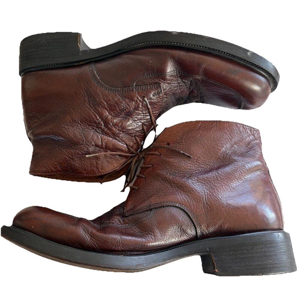Vintage 90’s Chukka Boots Italian Leather BROWN EU Sz 44 ~ Made in Italy Lace Up
